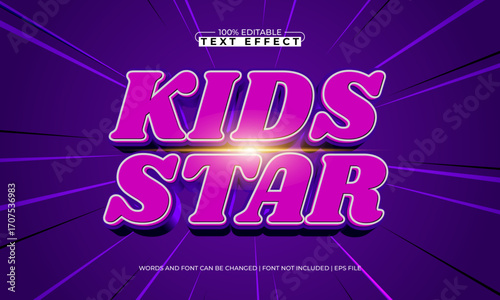 kids star editable text effect for play