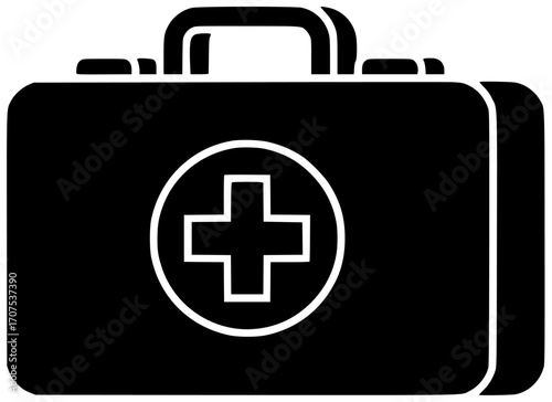 emergency illustration medicine silhouette bag logo kit icon equipment outline safety first aid medical health care survival help preparation shape with vector graphic background