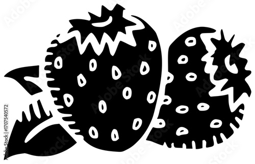 fruit illustration strawberry silhouette food logo fresh icon berry outline healthy juicy diet natural dessert ripe red leaf delicious shape kids vector graphic background