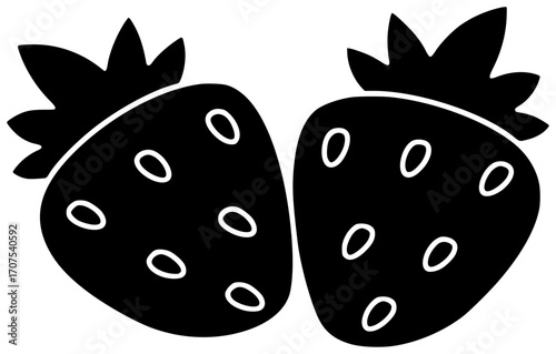 fruit illustration strawberry silhouette food logo fresh icon berry outline healthy juicy diet natural dessert ripe red leaf delicious shape kids vector graphic background