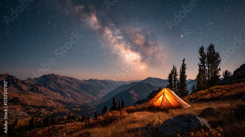 Photos Camping under the stars a tent glows warmly beneath the milky way