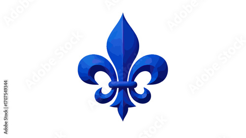 A blue fleur-de-lis emblem on a white background.