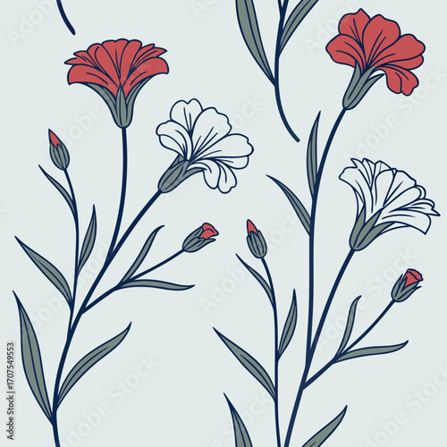 seamless pattern with red poppies