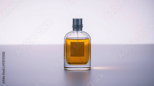 Perfume, bottle, luxury, neon, glow, pink, blue, gradient, light, reflection, elegant, beauty, cosmetic, product, fragrance, modern, stylish, minimal, sophisticated, glass, transparent, illumination, 
