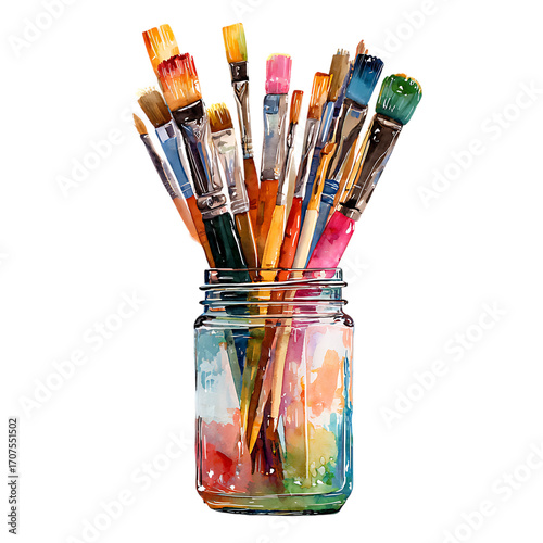 paintbrushes in a jar clipart png