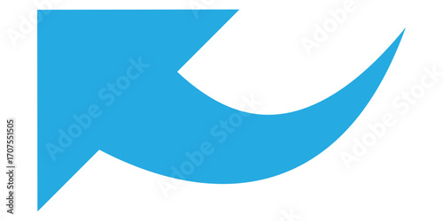 Curved isolated arrow icon on white background. Blue  arrowhead vector icons. Isolated blue curved arrow icon set. Isolated blue curved arrowhead on white page. EPS 10. 