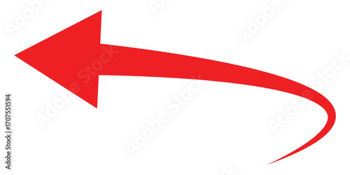 Curved isolated arrow icon on white background. Red dark arrowhead vector icons. Isolated red curved arrow icon set. Isolated red curved arrowhead on white page. 