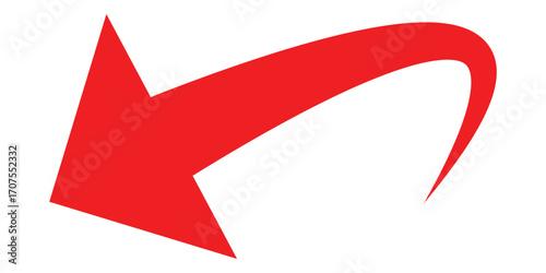 Curved isolated arrow icon on white background. Red dark arrowhead vector icons. Isolated red curved arrow icon set. Isolated red curved arrowhead on white page. EPS 10. 