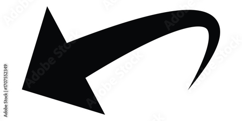 Curved isolated arrow icon on white background. Black dark arrowhead vector icons. Isolated black dark curved arrow icon set. EPS 10. 