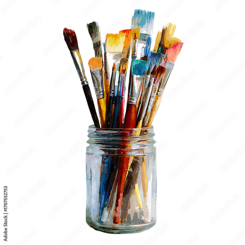 Obraz premium paintbrushes in a jar clipart png