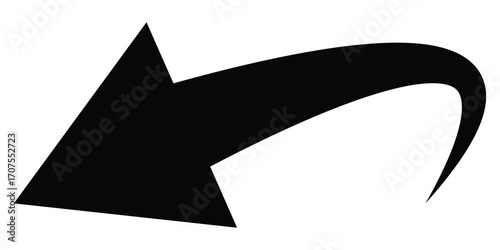 Curved isolated arrow icon on white background. Black dark arrowhead vector icons. Isolated black dark curved arrow icon set. EPS 10. 