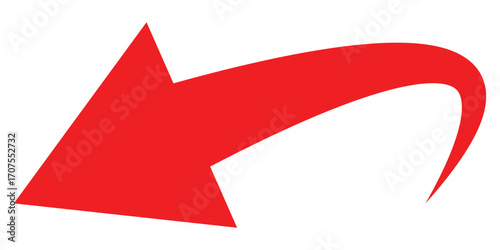 Curved isolated arrow icon on white background. Red dark arrowhead vector icons. Isolated red curved arrow icon set. Isolated red curved arrowhead on white page. EPS 10. 