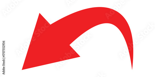 Curved isolated arrow icon on white background. Red dark arrowhead vector icons. Isolated red curved arrow icon set. Isolated red curved arrowhead on white page. EPS 10. 