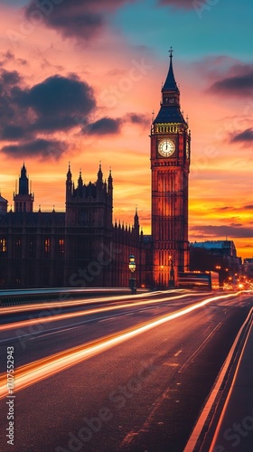 Big Ben at sunset over London