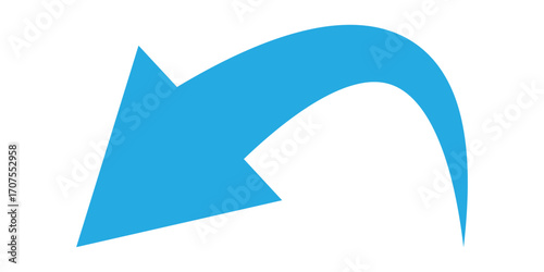 Curved isolated arrow icon on white background. Blue  arrowhead vector icons. Isolated blue curved arrow icon set. Isolated blue curved arrowhead on white page. 