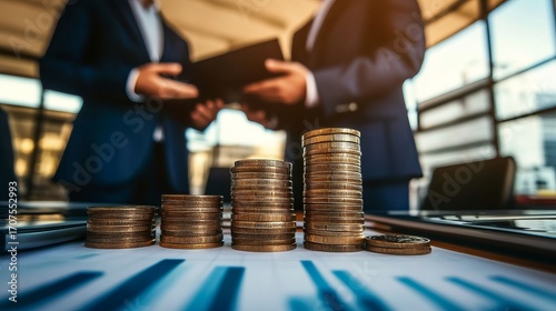 Business partners discuss financial growth