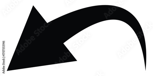 Curved isolated arrow icon on white background. Black dark arrowhead vector icons. Isolated black dark curved arrow icon set. EPS 10. 