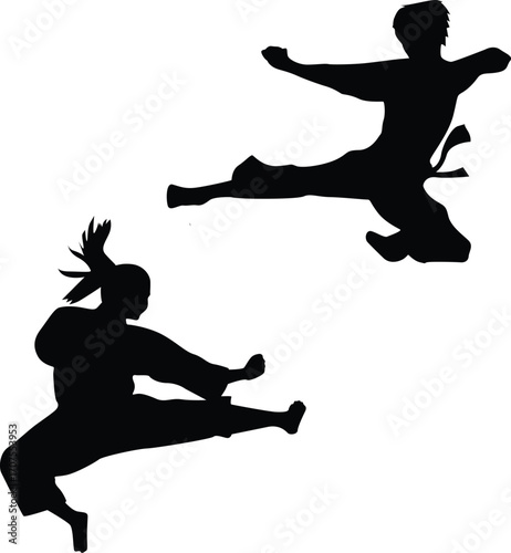 Karate Fighters Vector | Martial Arts EPS Silhouette Illustration