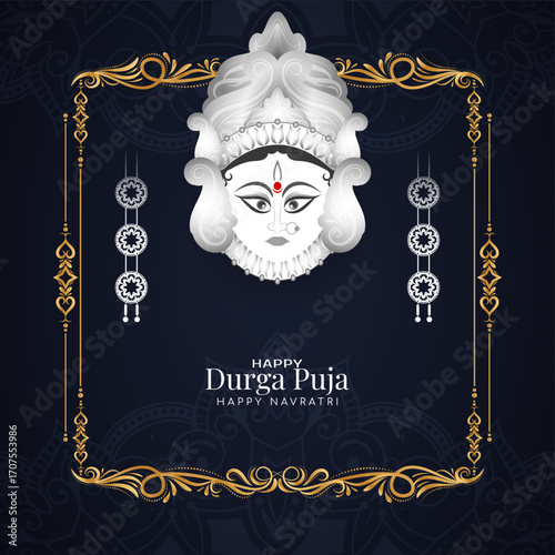 Happy Durga Puja and navratri cultural festival Indian background