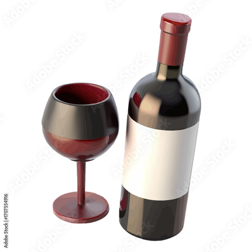 red wine bottle and glass