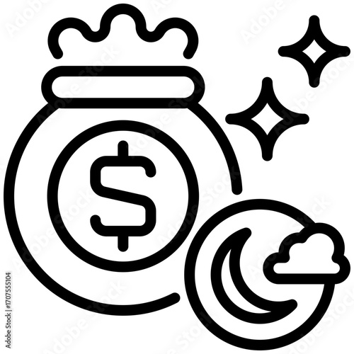 overnight income icon isolated on white background. vector illustration icon for passive Income and investment
