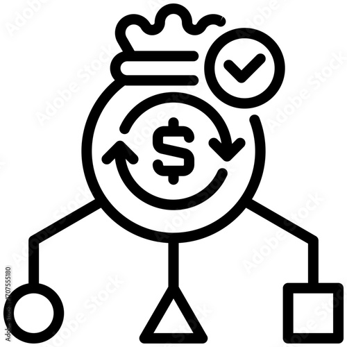 cost allocation icon isolated on white background. vector illustration icon for passive Income and investment