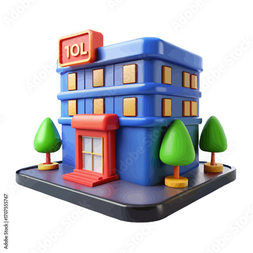 3d render of a school building with books