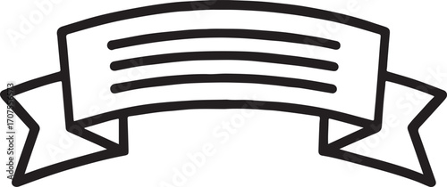 Ribbon with text placeholder lines outline art, elegant decorative vector design for layouts.