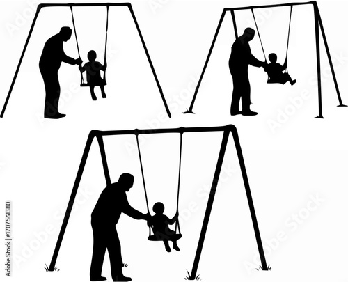 Father and Child on Swing Set...
