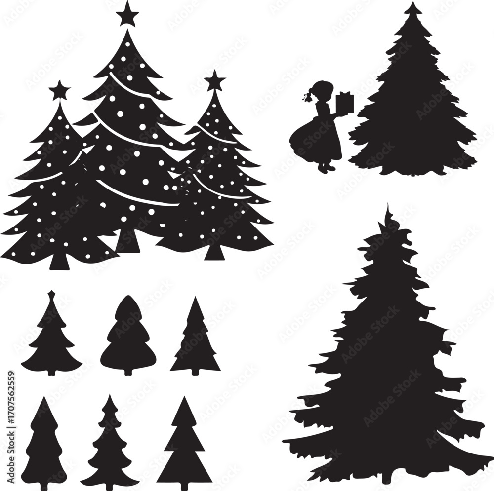 Obraz premium set of christmas trees