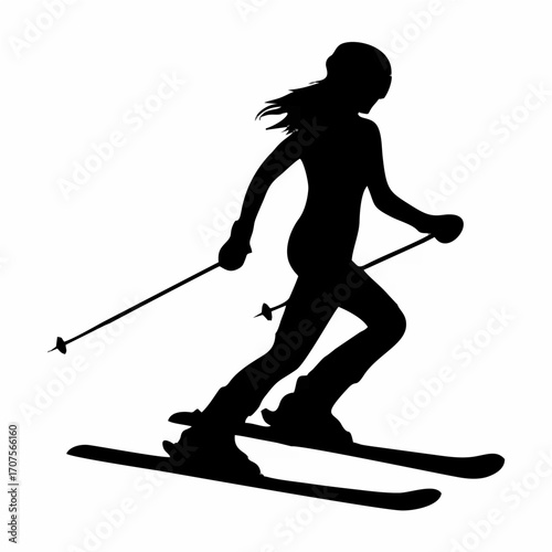 Female Skier Silhouette on Sl...