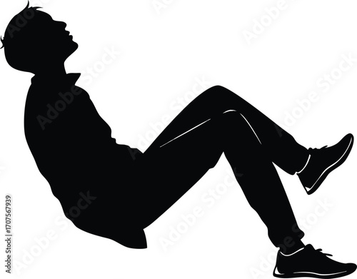 Man sitting backwards looking upwards silhouette