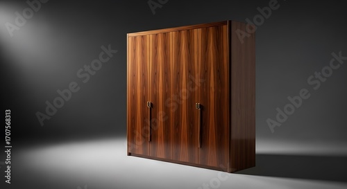 Stunning Rosewood Veneer Wardrobe with Brass Handles, Elegant Storage Solution for Modern Interiors