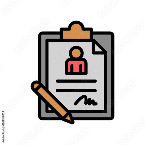 Employment Contract Icon Vector Illustration Color Version
