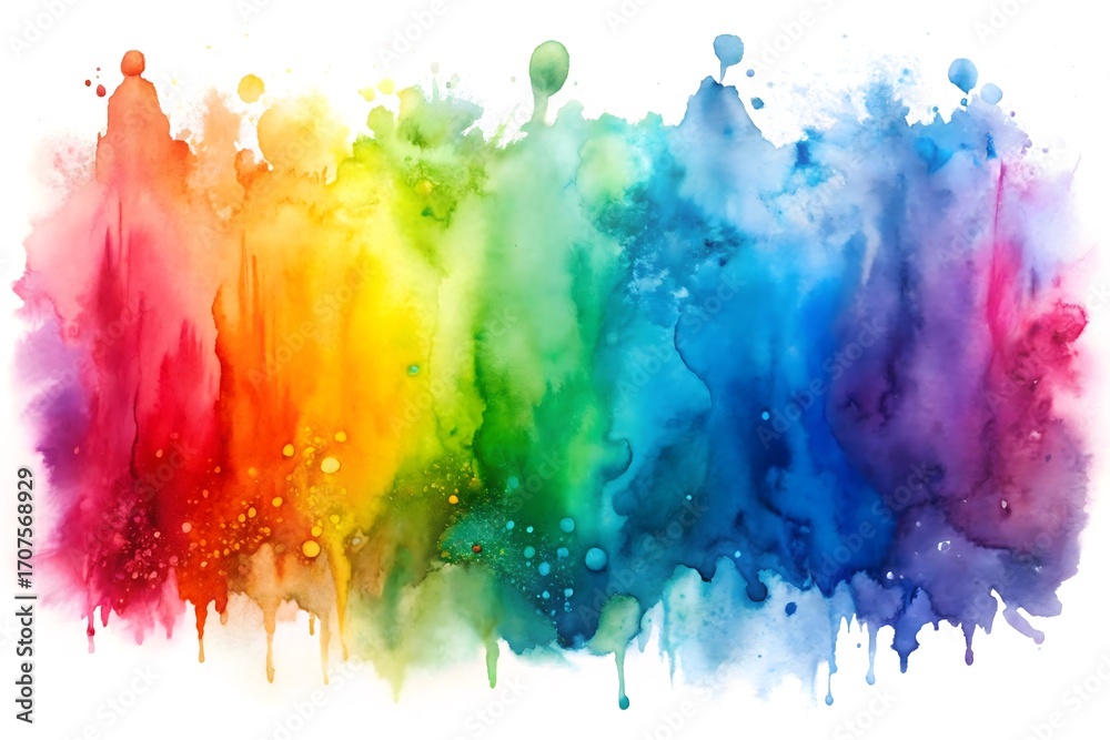 Fototapeta premium Colorful rainbow watercolor splash isolated on white background abstract art and design element