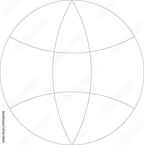 60-Degree world map east-west hemisphere graticule grid vector in stereographic projection