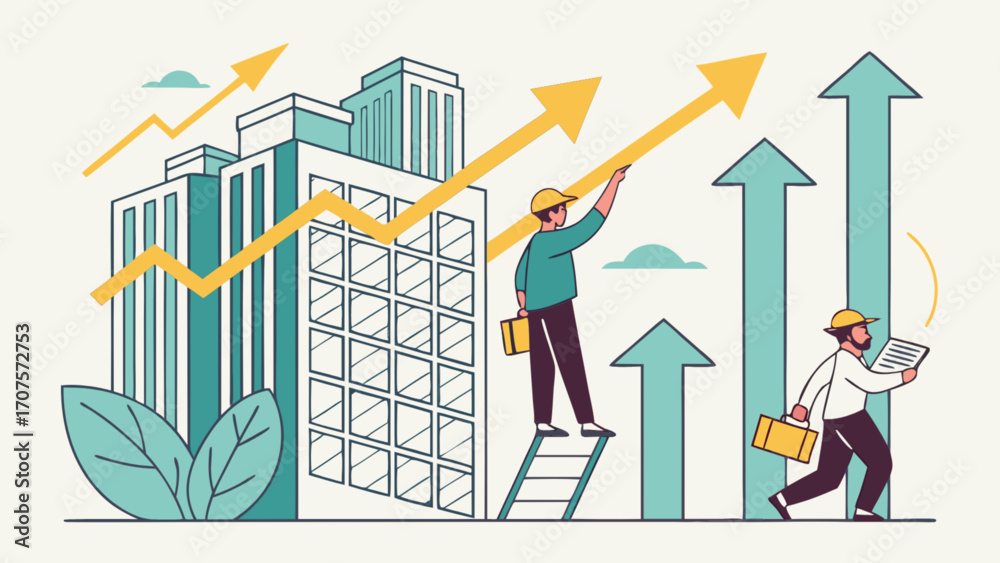 Fototapeta premium Business growth strategy and financial planning for success with upward trends chart
