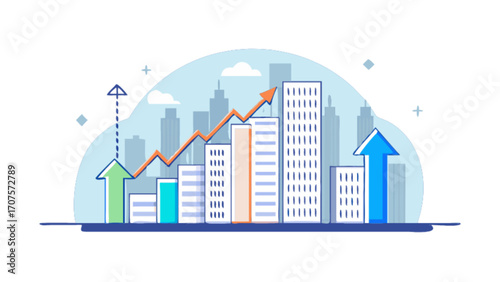 Growth chart business financial report success graph diagram infographic presentation vector