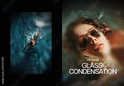 Glass Condensation Poster Photo Effect Mockup