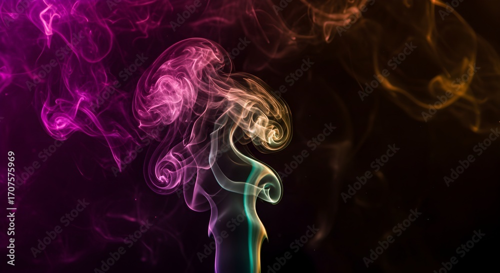 Fototapeta premium Colorful smoke patterns on black background