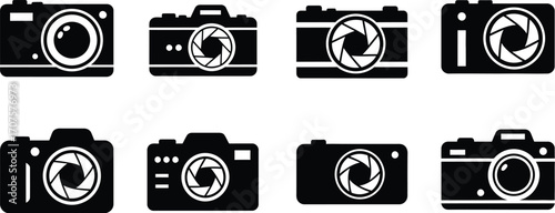 Collection of diverse camera icons showcasing photographic technology
