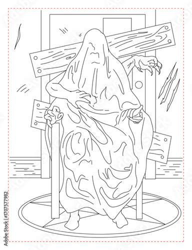 Obsessed Monster Coloring Page: Creepy and Detailed Creature Art