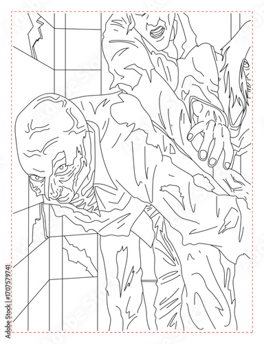  Intruders in a Spooky Room Coloring Page: Creepy and Eerie Art