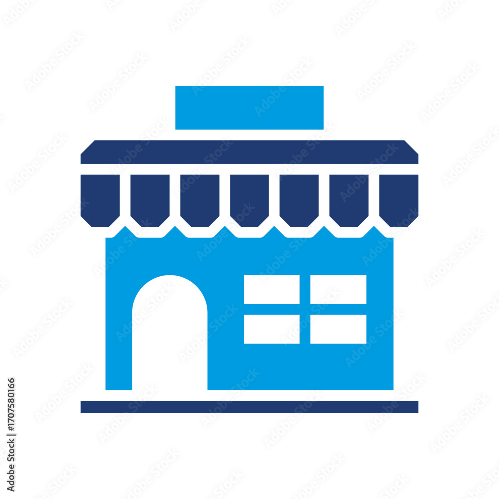 Obraz premium Market Icon Vector Illustration Blue Version