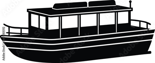 Pontoon boat silhouette vector