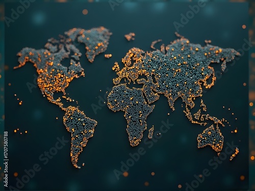  Machine learning demonstration recognizing wildlife patterns for business,blue world map