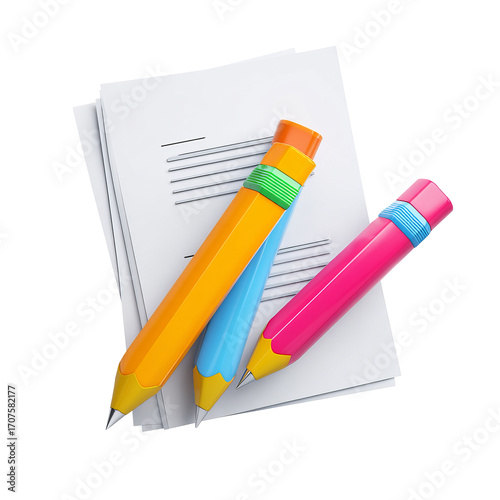Colorful pencils on paper