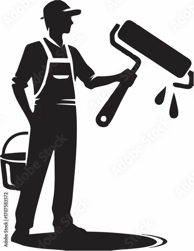 Painter Silhouette Working Ve...