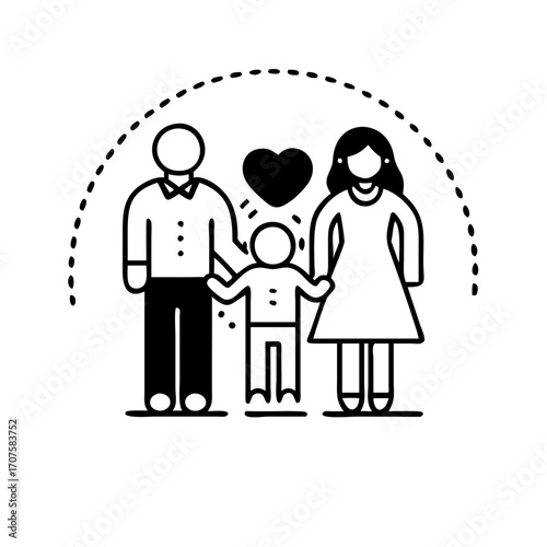 Vector art of family love and support vector illustration icon of parents and child bonding in a loving relationship