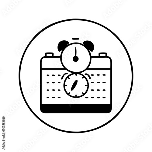 Vector art of alarm clock icon, a symbol of time management, deadlines, and reminders in a simple and clean design